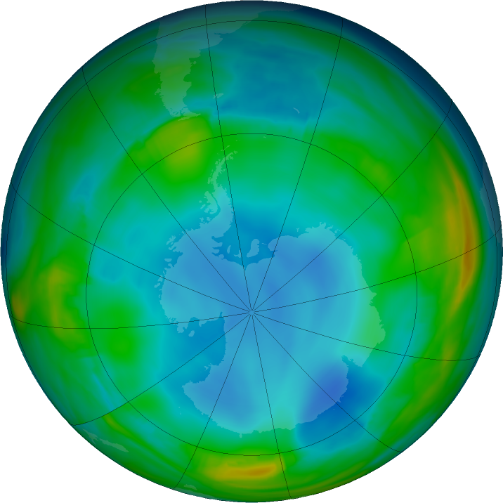 Antarctic ozone map for 22 June 2017